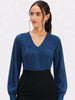 Blue V-Neck Top