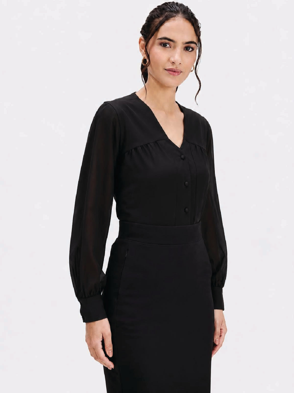 Black V-Neck Top