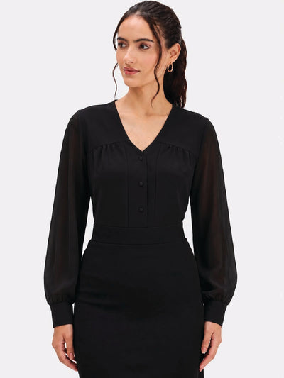 Black V-Neck Top