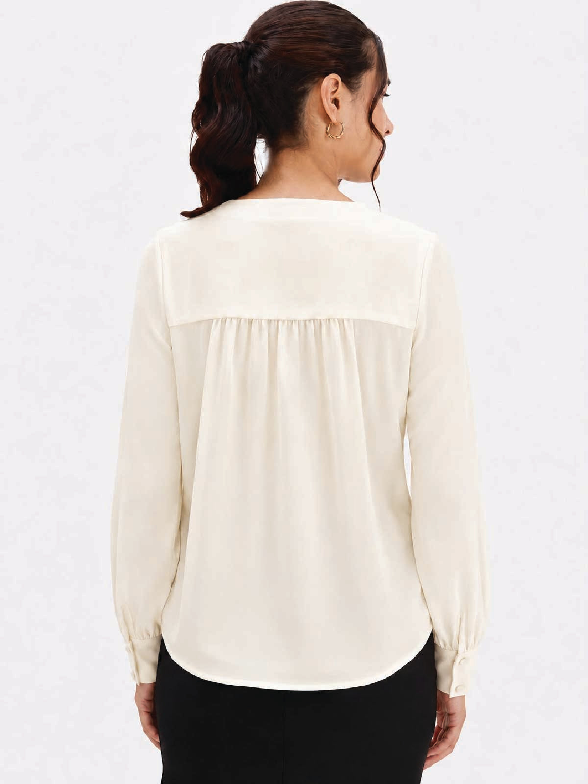Cream V-Neck Top