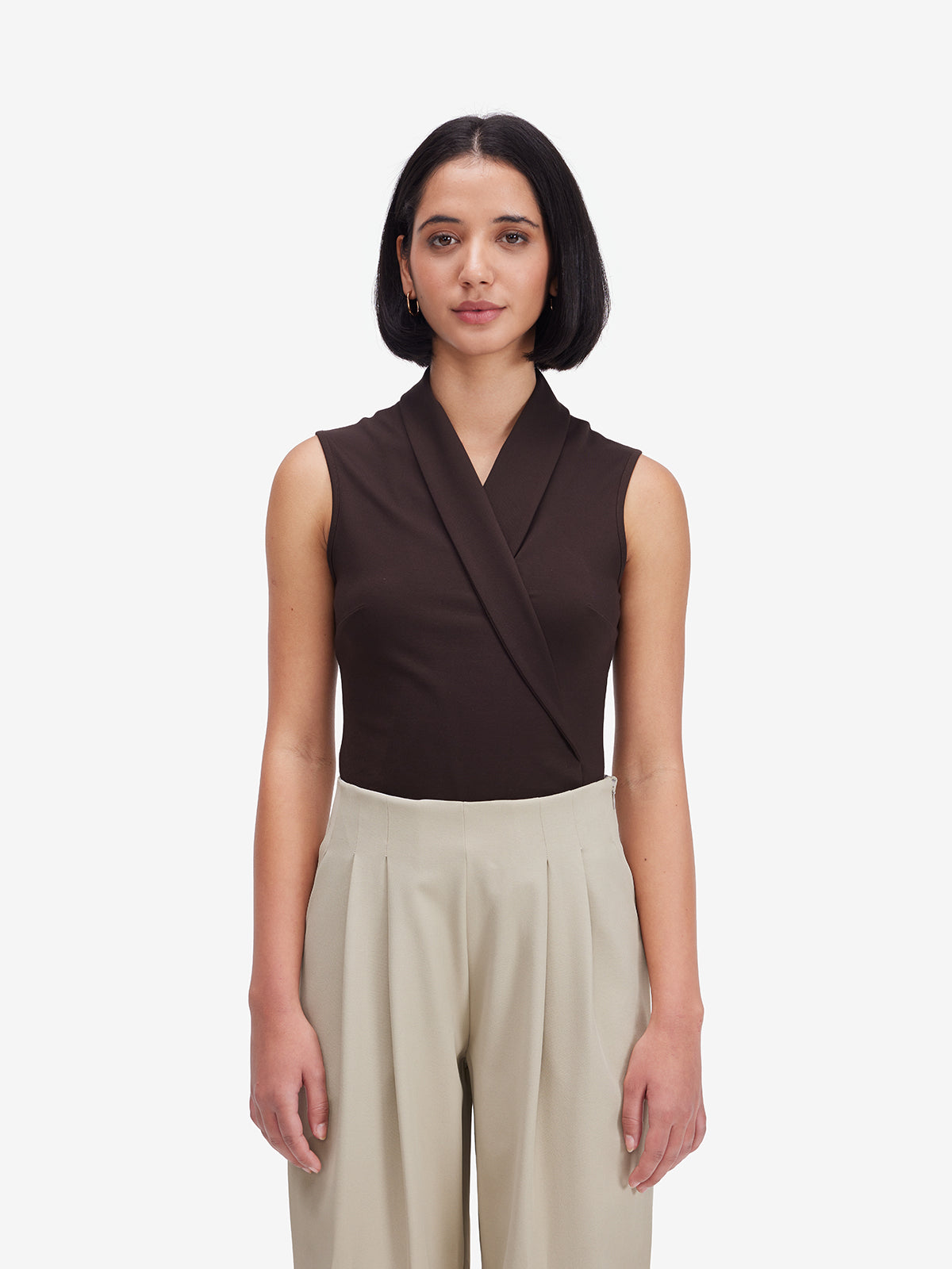 Brown Sleeveless Top