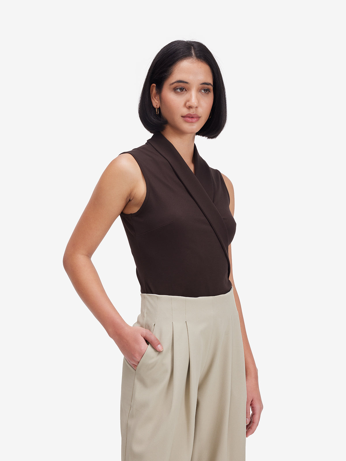 Brown Sleeveless Top