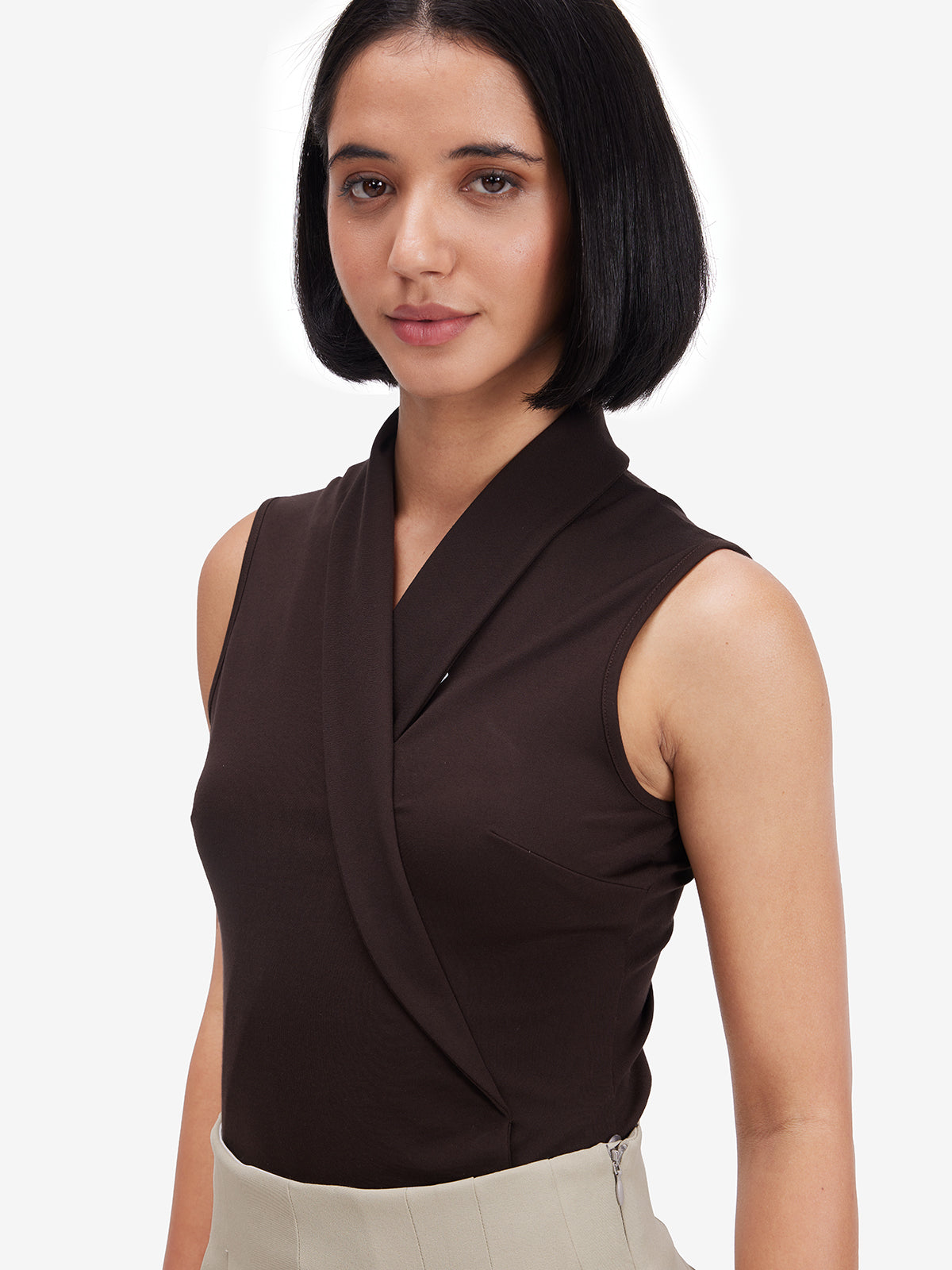 Brown Sleeveless Top