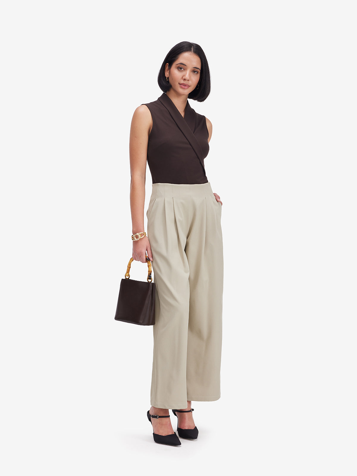 Brown Sleeveless Top