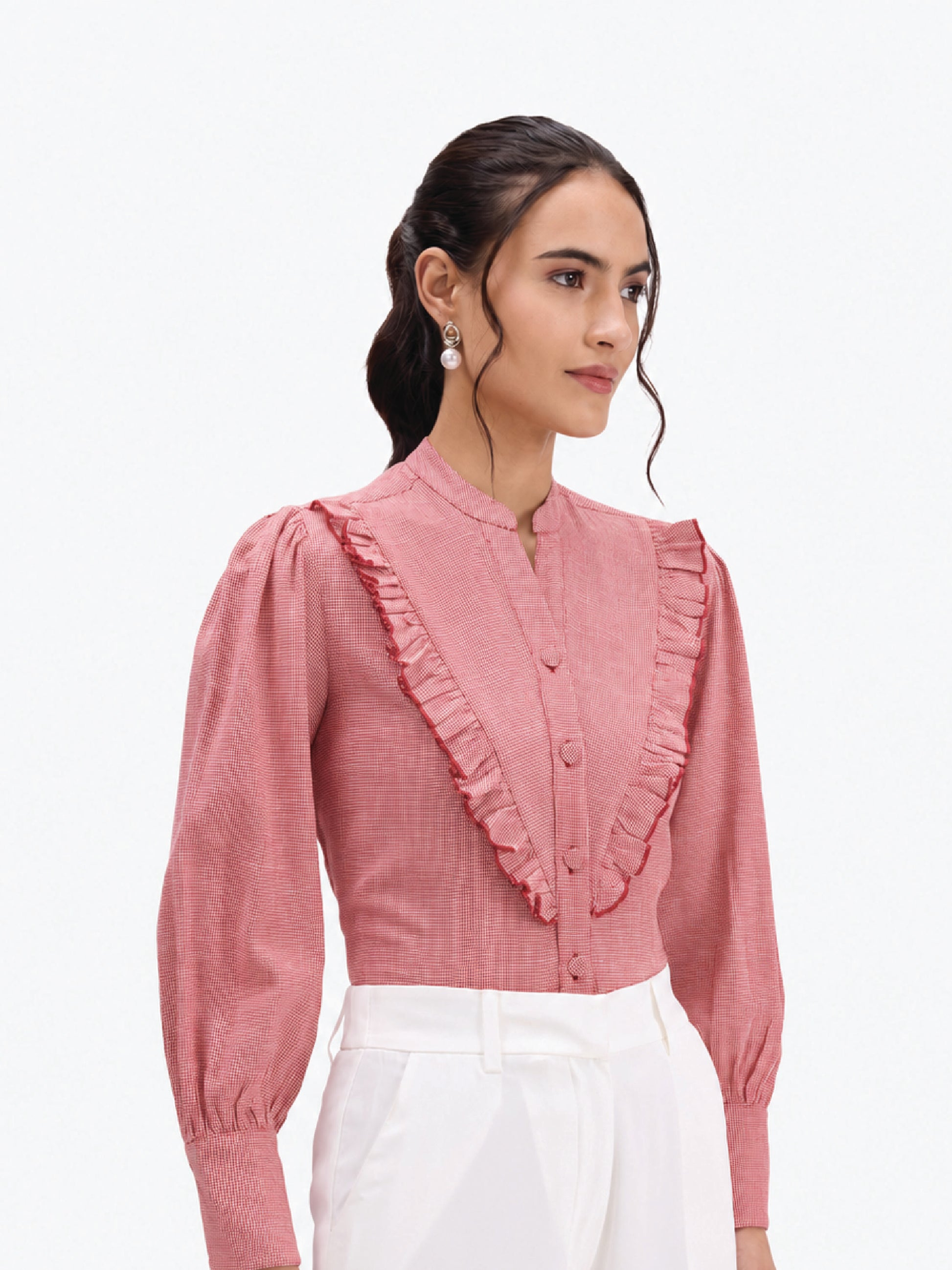 Red Victorian Ruffle Shirt