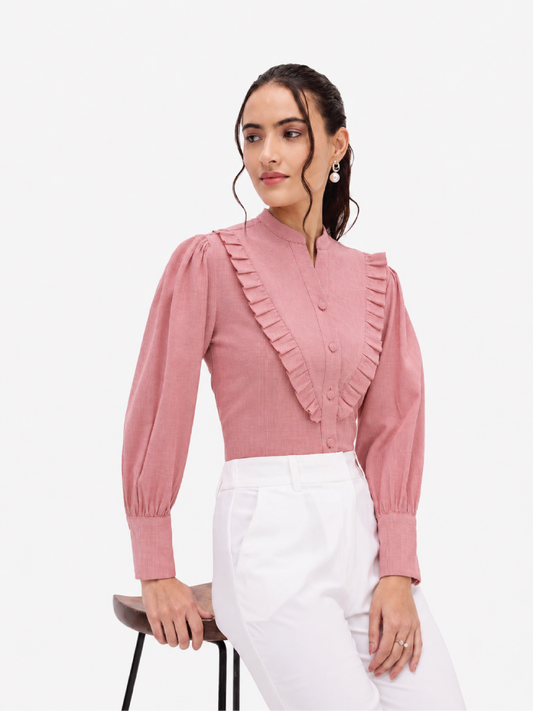 Red Victorian Ruffle Shirt