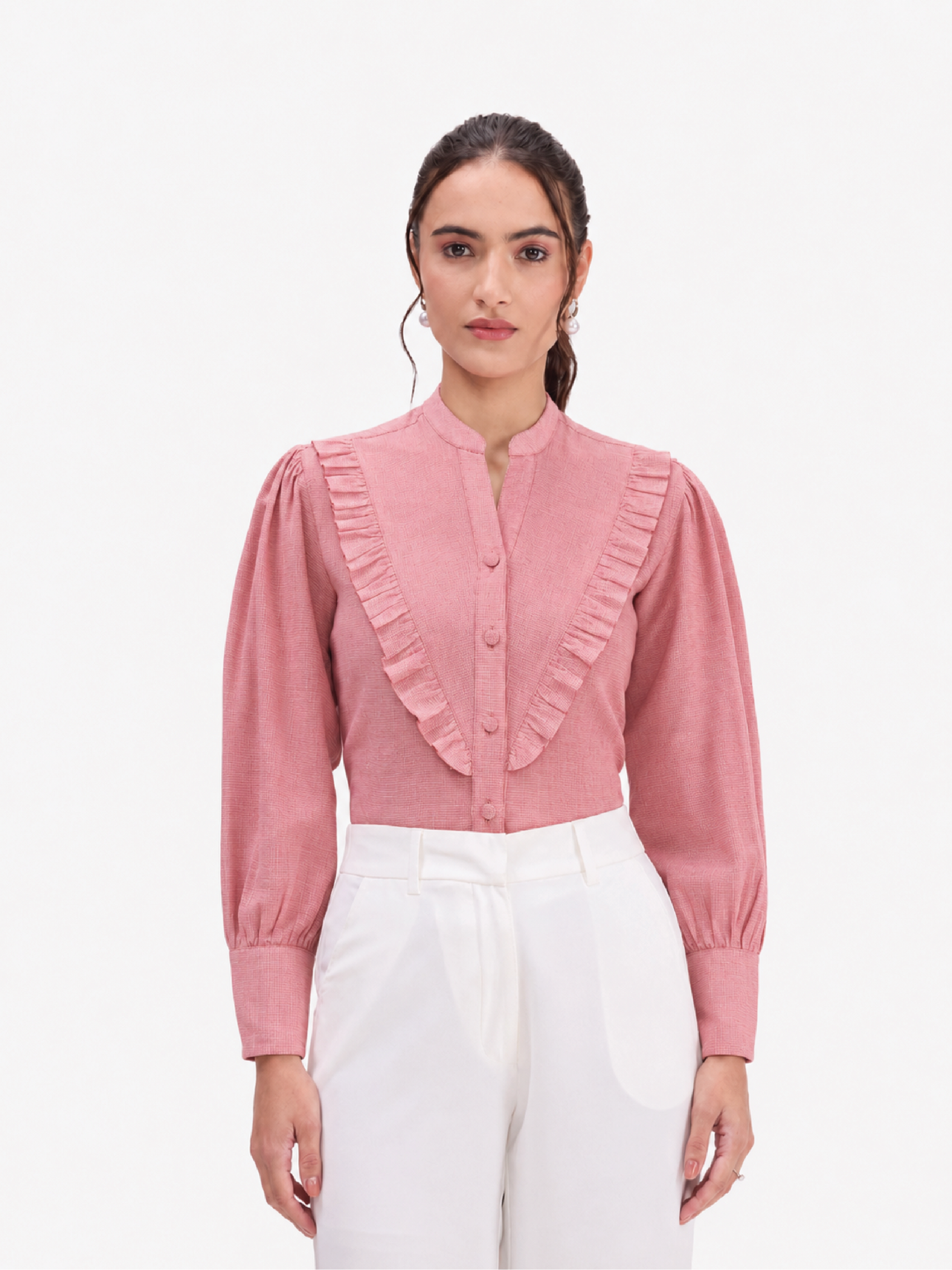 Red Victorian Ruffle Shirt