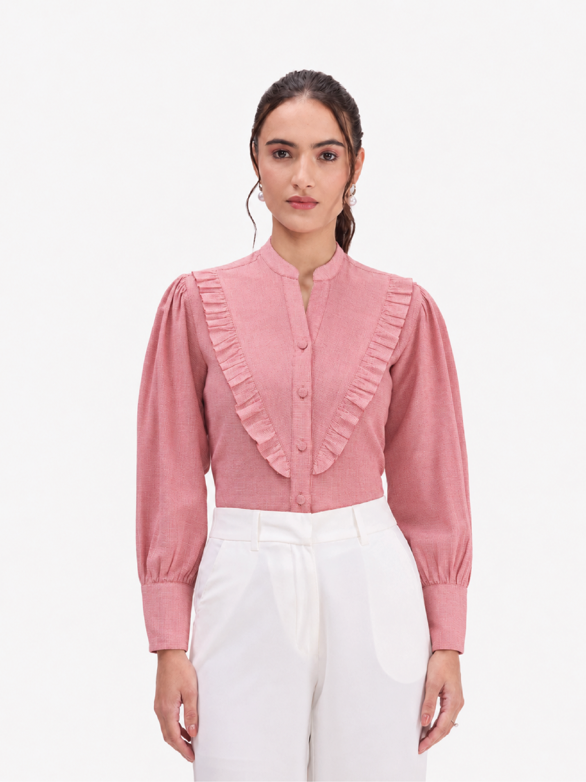 Red Victorian Ruffle Shirt