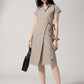 Brown Solid Wrap Dress