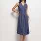 V-Neck Indigo Wrap Dress