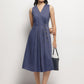 V-Neck Indigo Wrap Dress