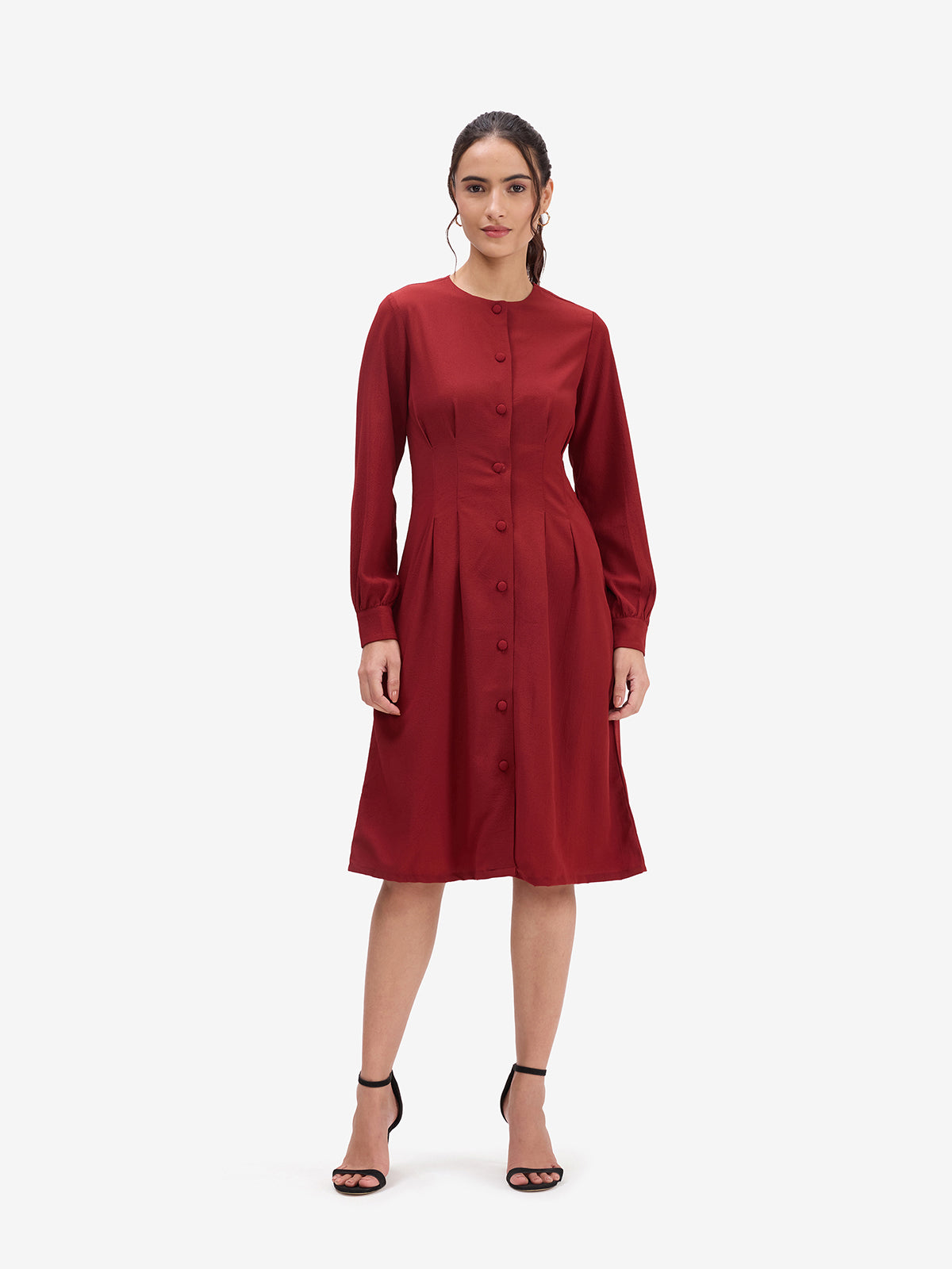 Maroon A-line Dress