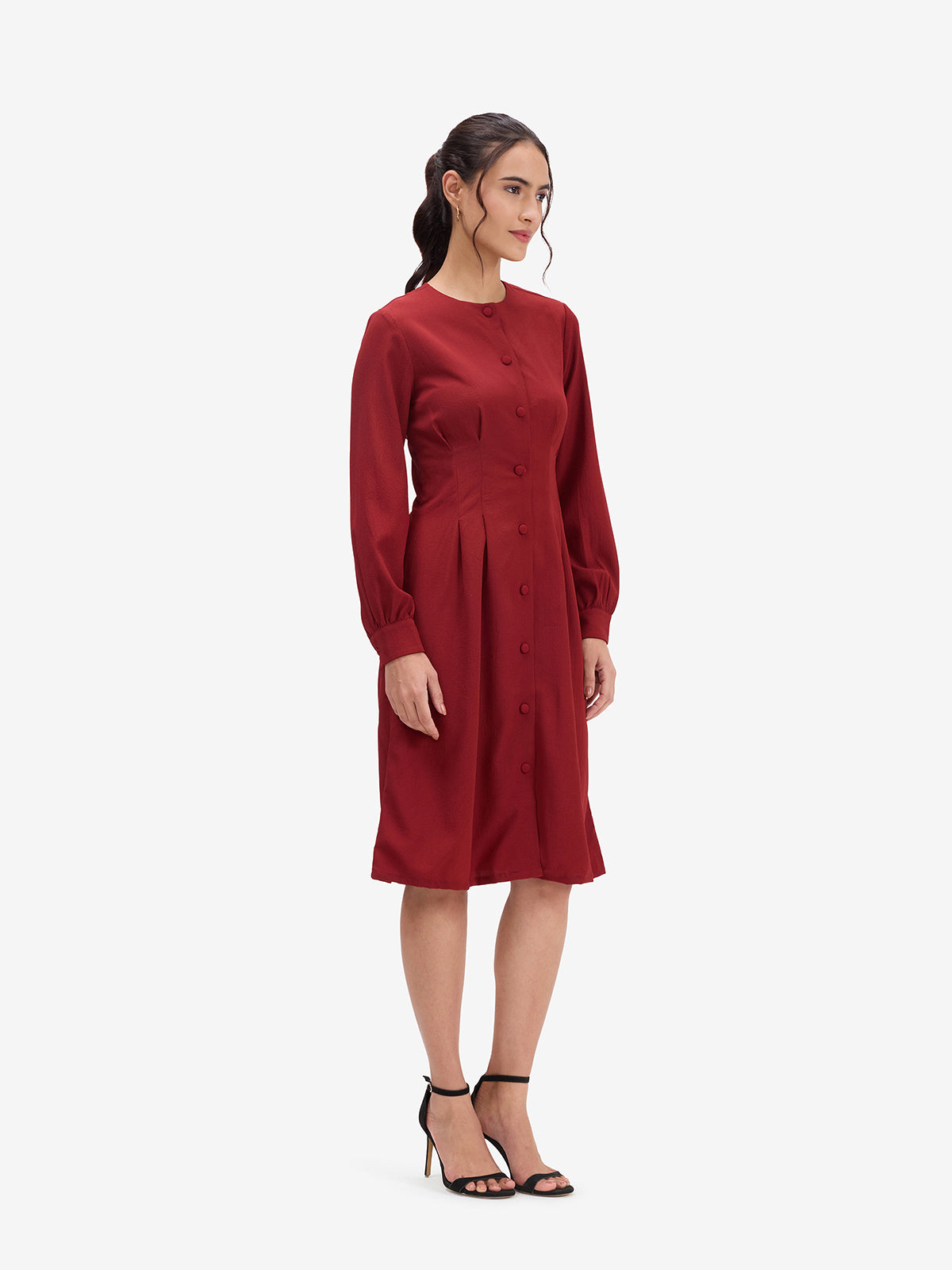 Maroon A-line Dress