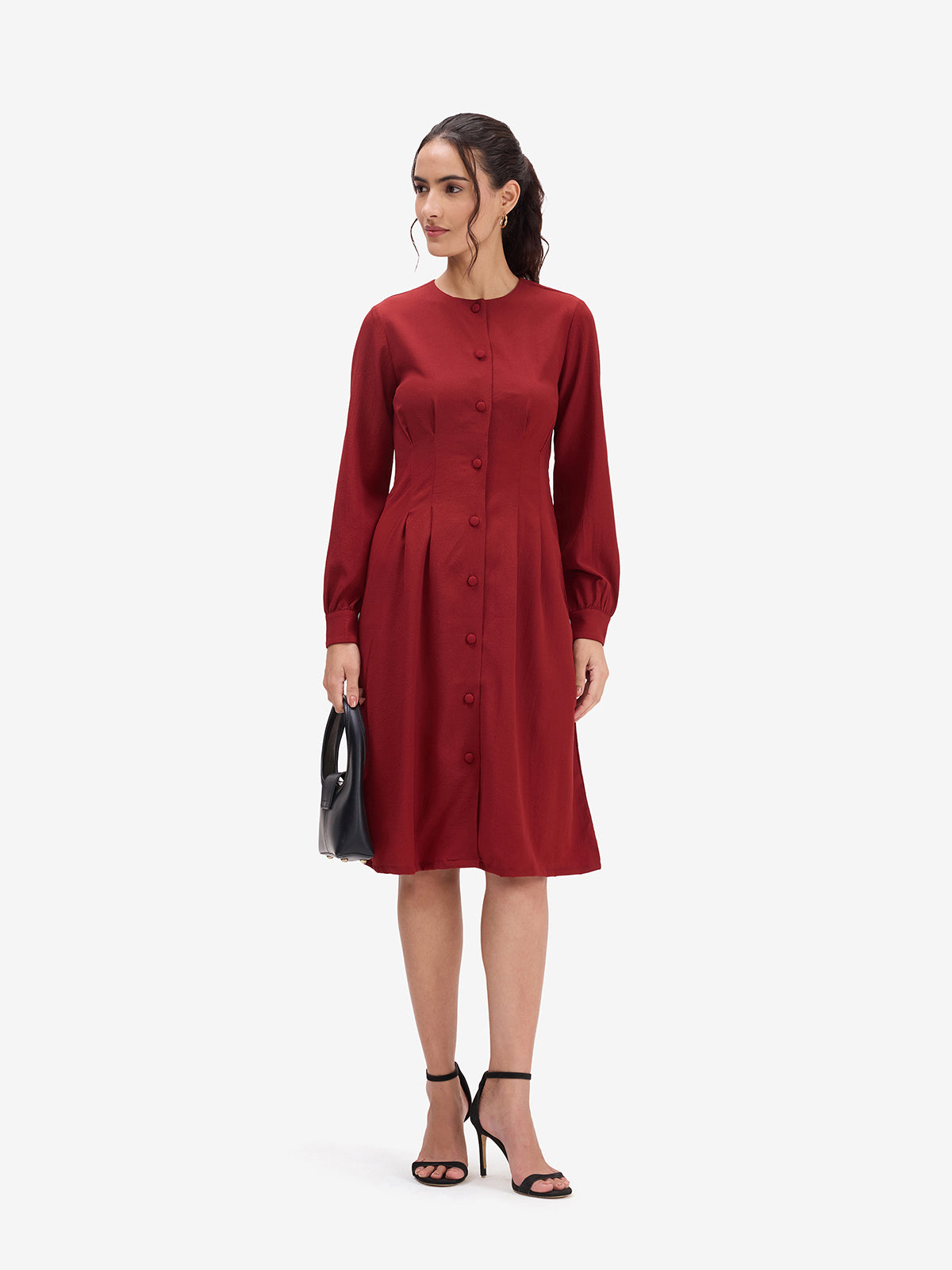Maroon A-line Dress