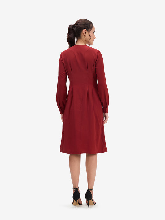 Maroon A-line Dress