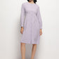 Mauve Vintage A-line Buttons O-Neck Dress