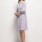 Mauve Vintage A-line Buttons O-Neck Dress