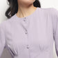 Mauve Vintage A-line Buttons O-Neck Dress