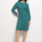 Teal Vintage A-line Buttons O-Neck Dress