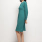 Teal Vintage A-line Buttons O-Neck Dress