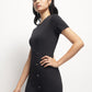Black Front Slit Bodycon Dress