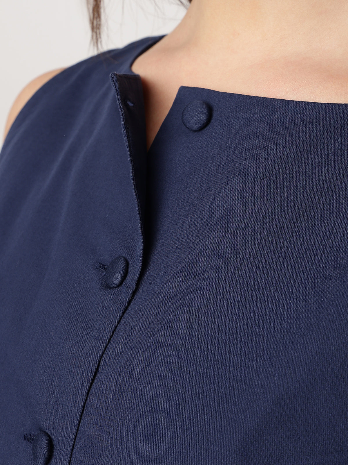 Serene 100% Cotton Navy Buttoned Dress