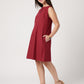Serene 100% Cotton Maroon Buttoned Dress