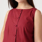 Serene 100% Cotton Maroon Buttoned Dress