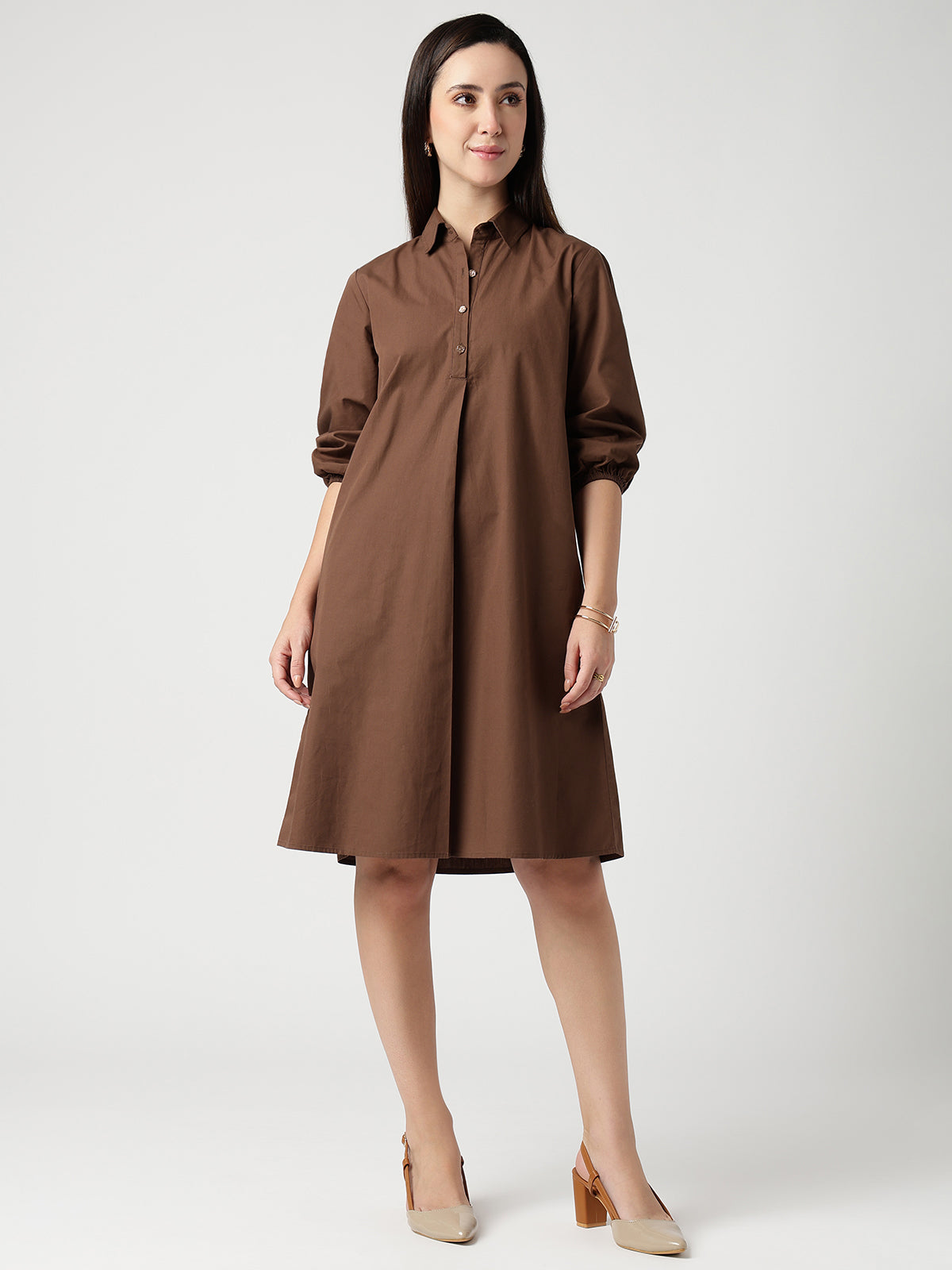 Statement Buttoned Shirt Dress