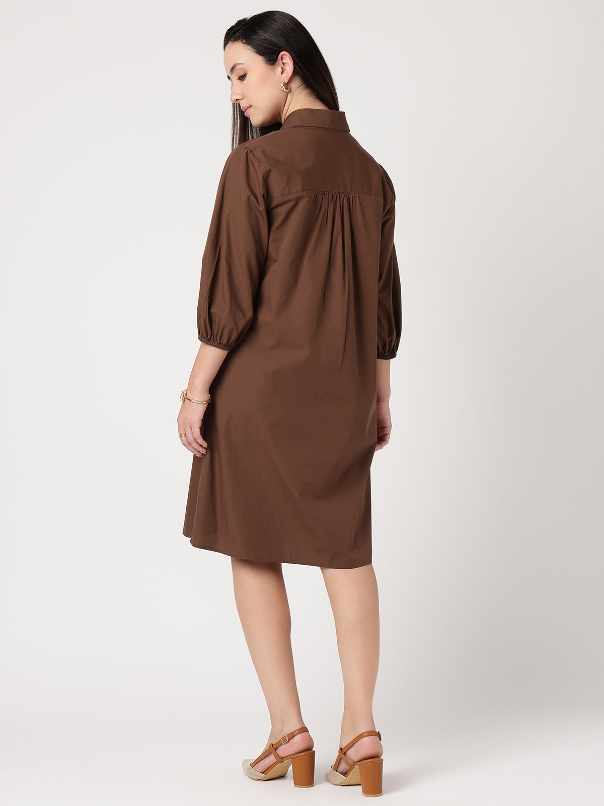 Statement Buttoned Shirt Dress