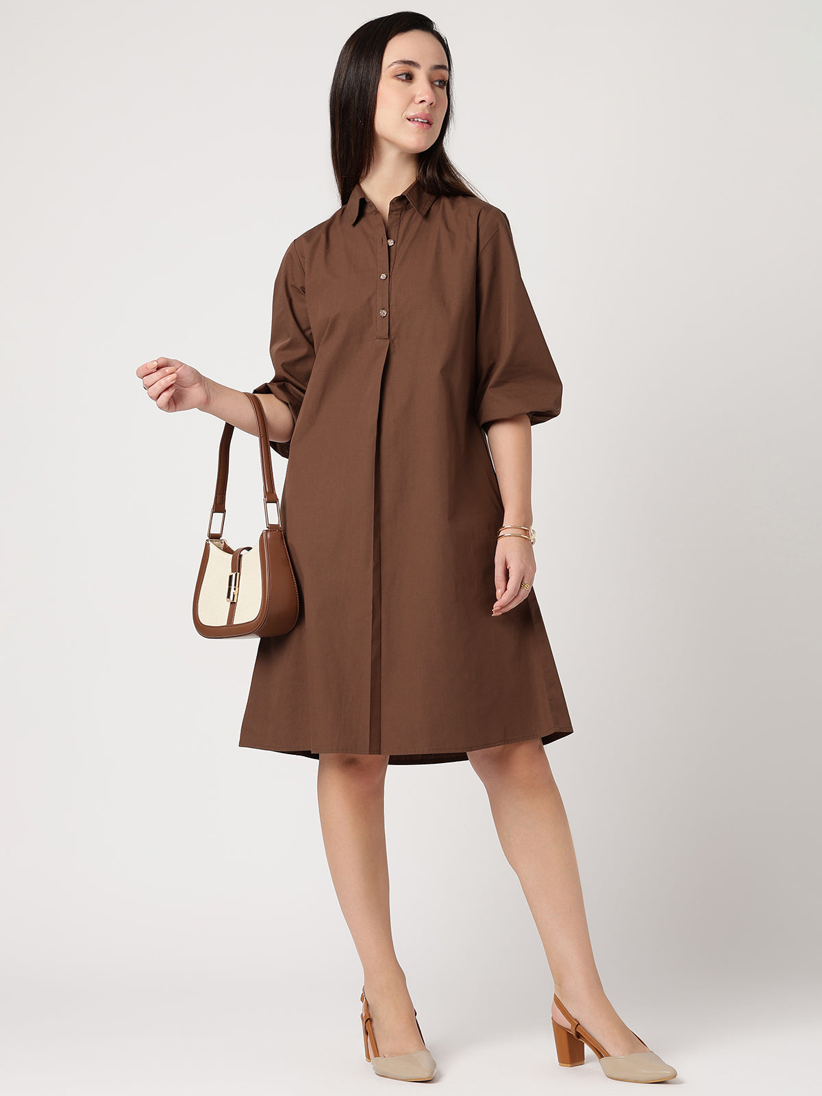 Statement Buttoned Shirt Dress