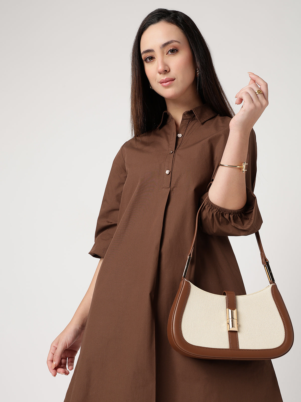 Statement Buttoned Shirt Dress