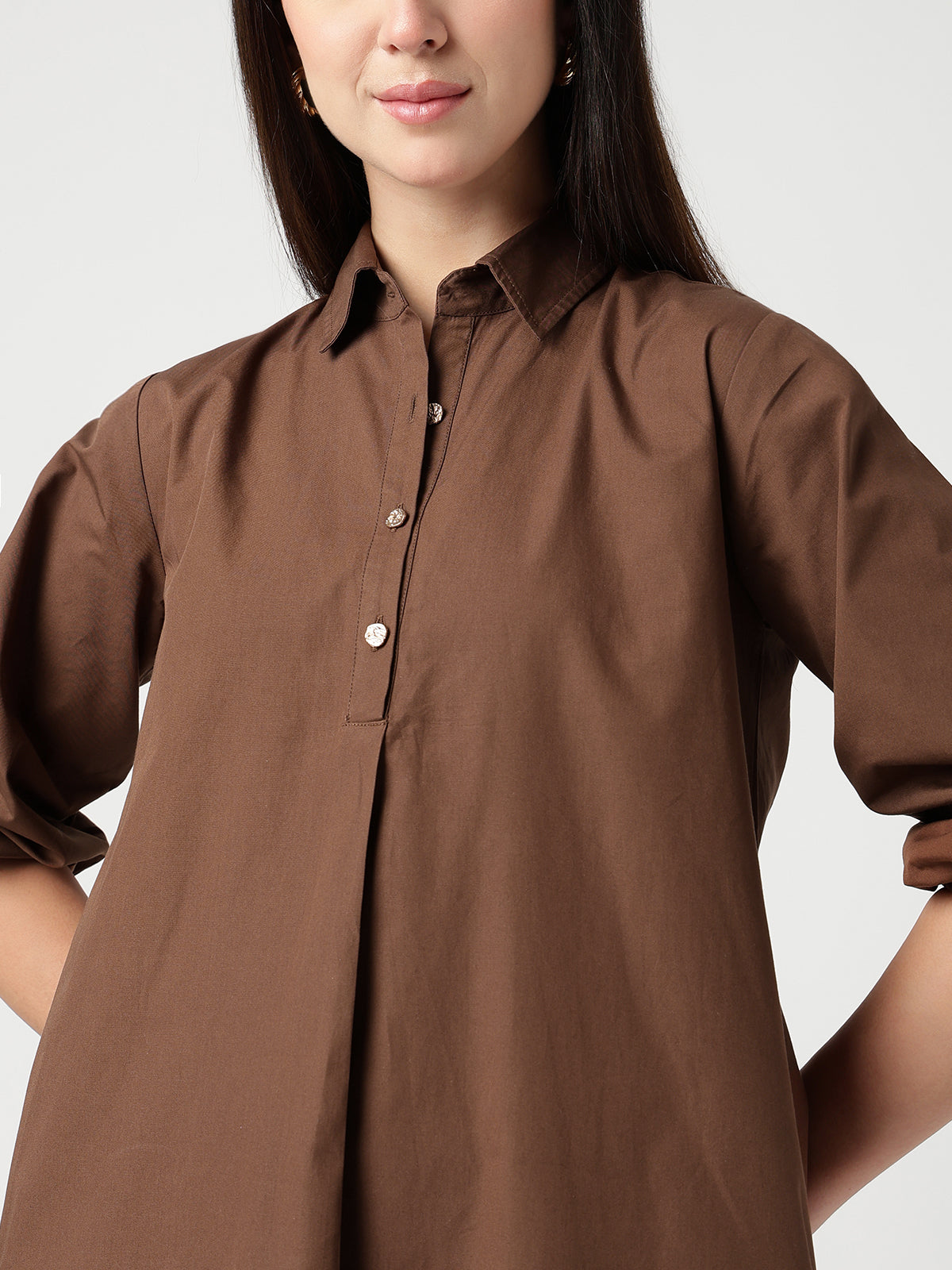 Statement Buttoned Shirt Dress