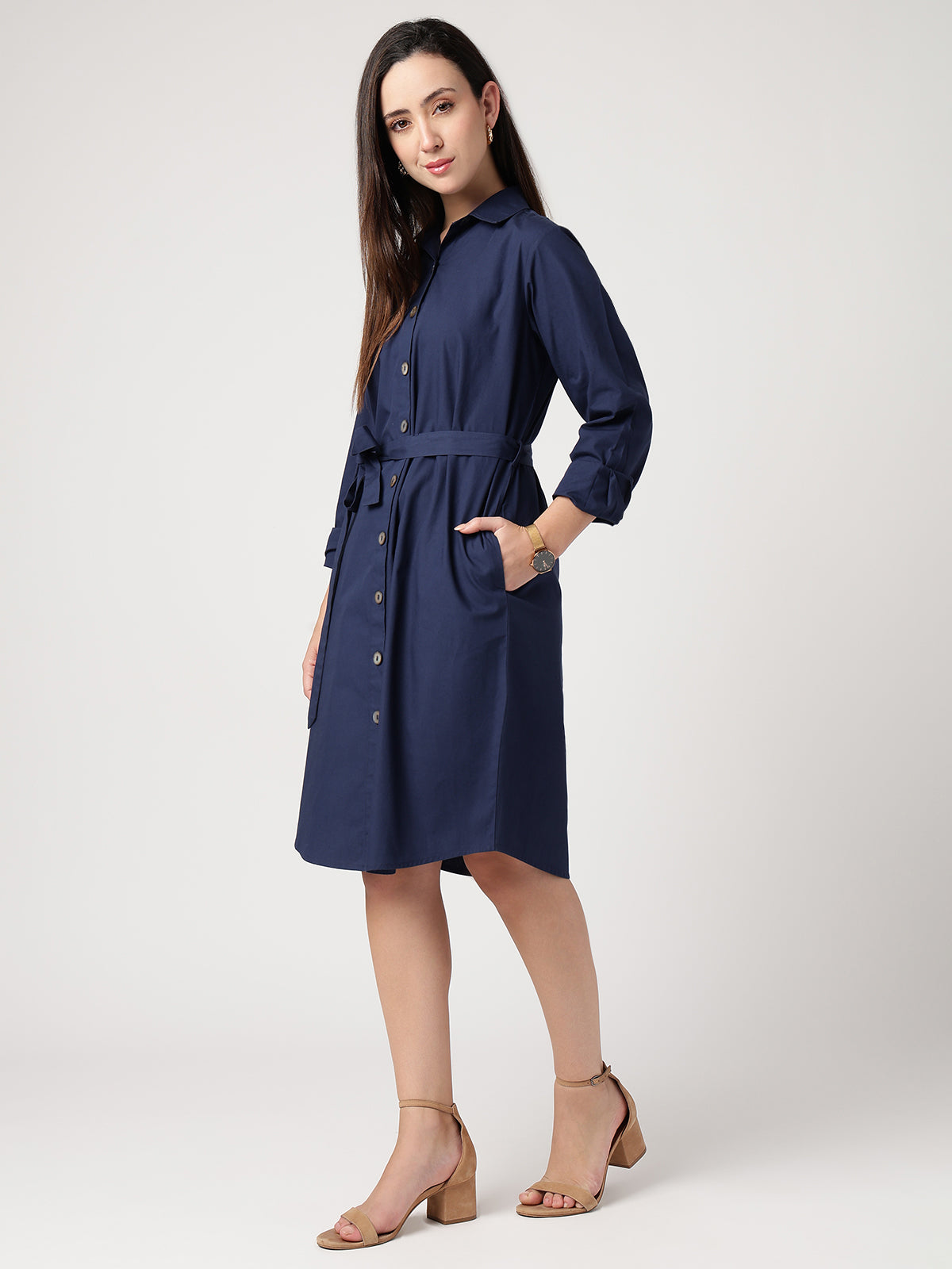 100% Cotton Navy Shirt Dress