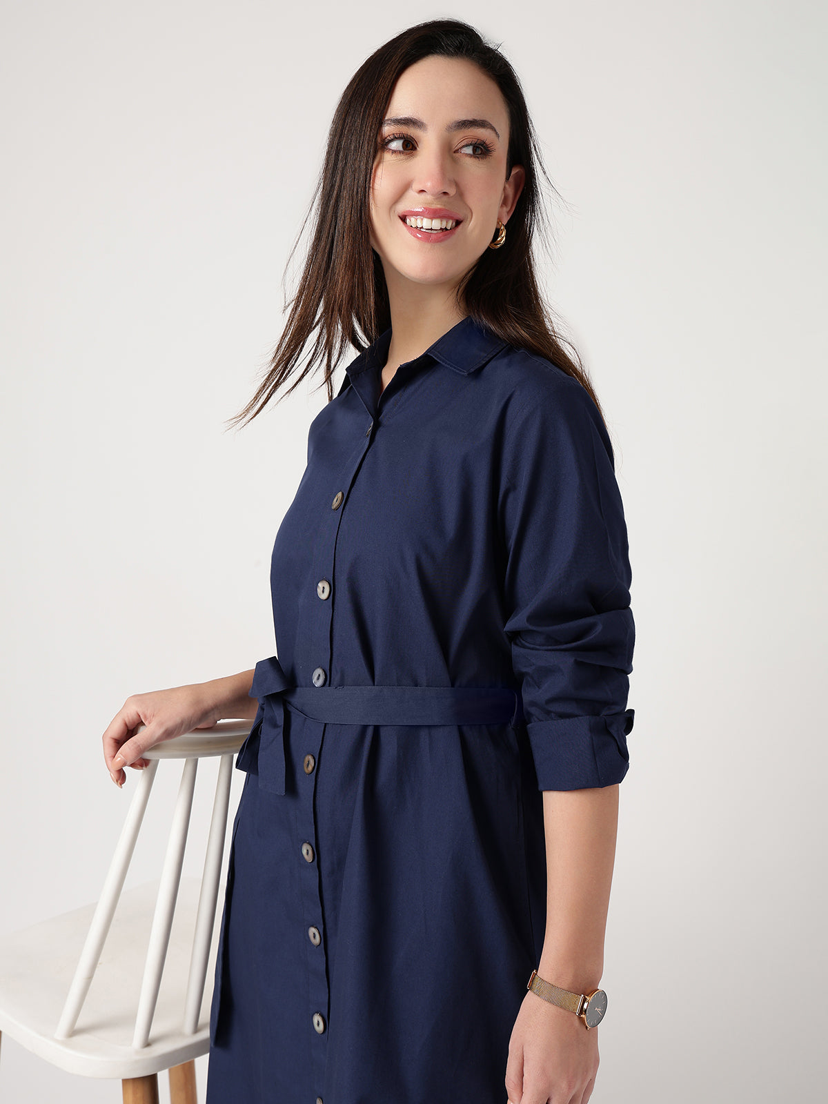 100% Cotton Navy Shirt Dress