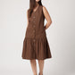 Brown Poplin Gathered Dress