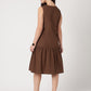 Brown Poplin Gathered Dress