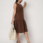 Brown Poplin Gathered Dress