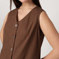 Brown Poplin Gathered Dress
