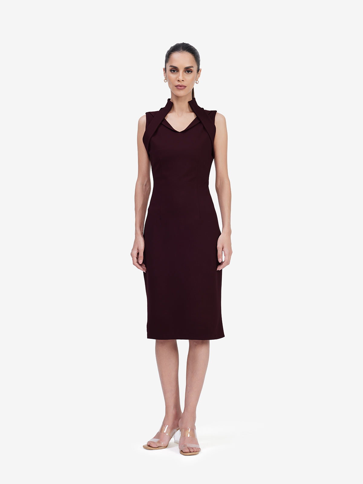 Wine Bodycon Midi Dress