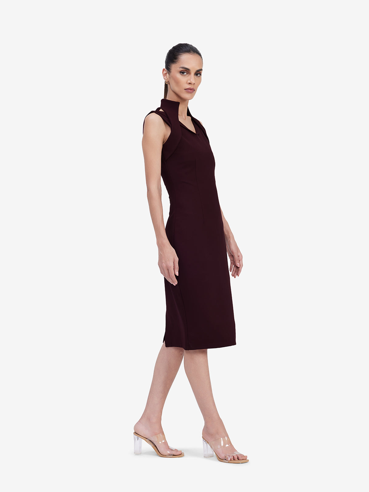 Wine Bodycon Midi Dress