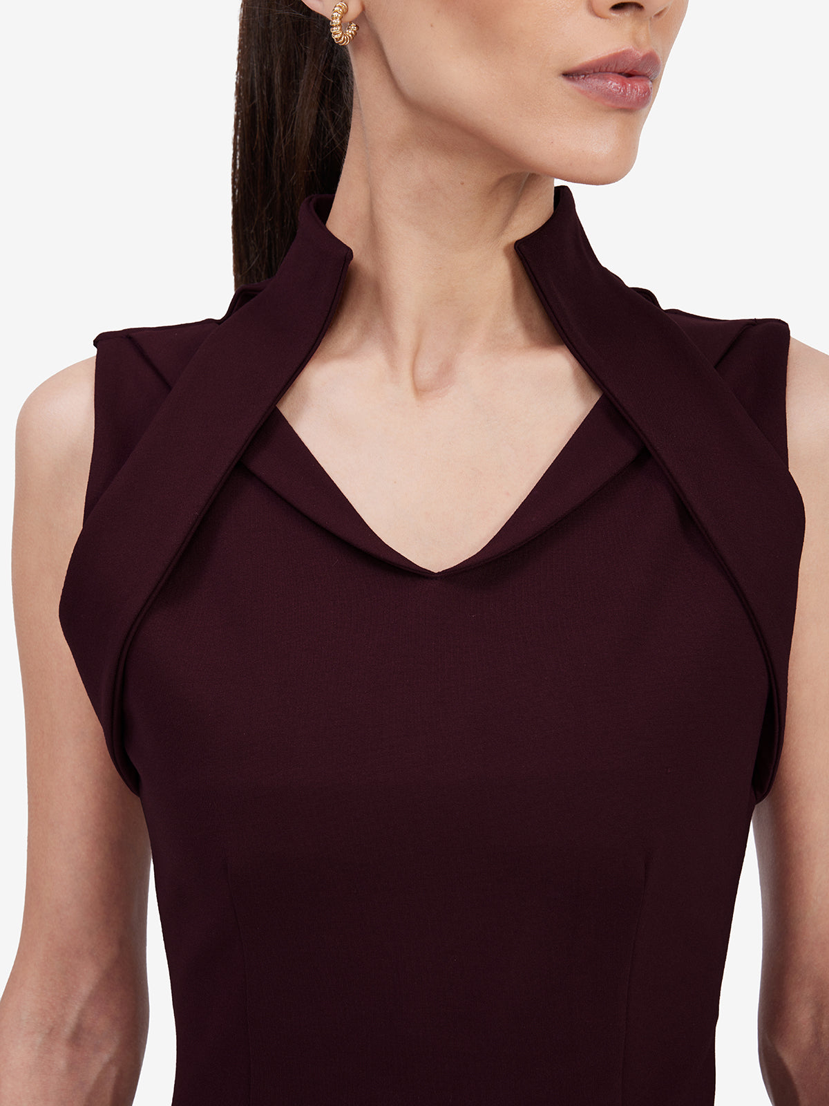 Wine Bodycon Midi Dress