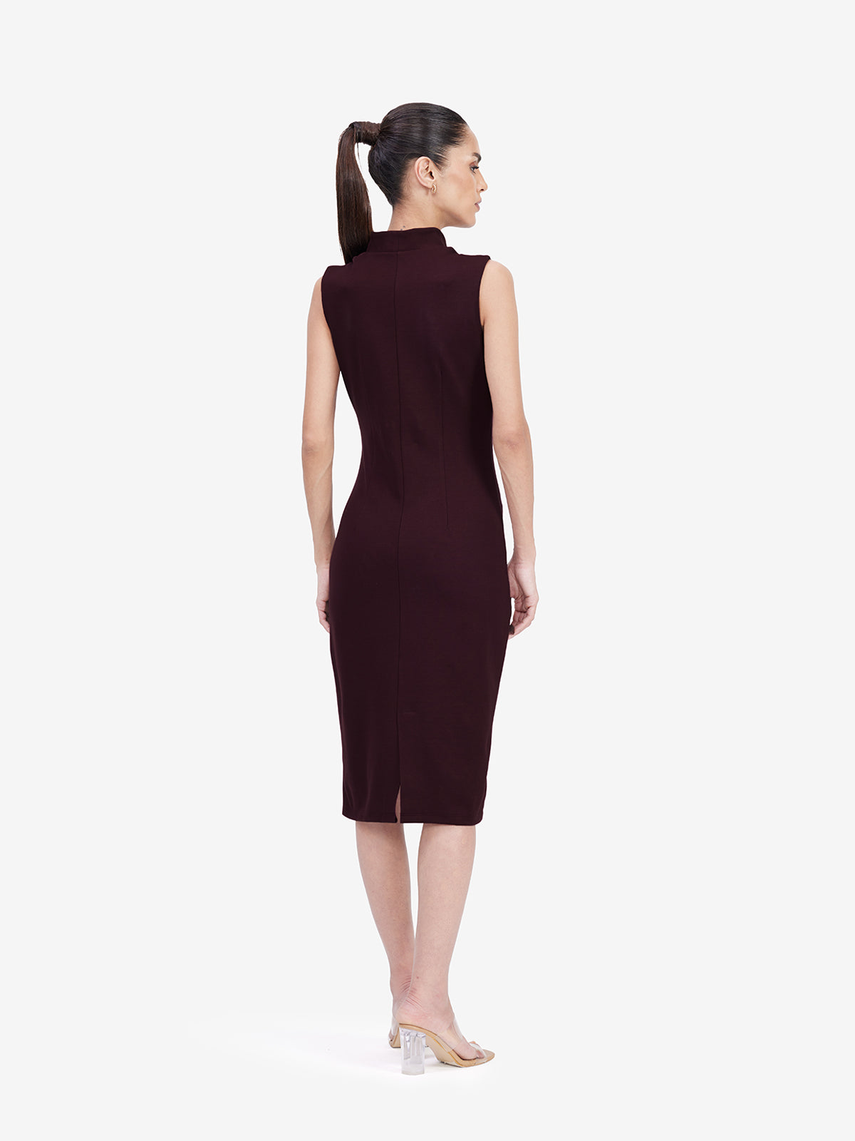 Wine Bodycon Midi Dress