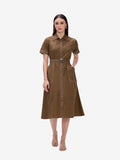 Brown Belted Shirt Dress