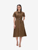 Brown Belted Shirt Dress