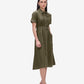 Olive Belted Shirt Dress