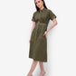 Olive Belted Shirt Dress