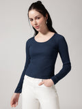 Blue Ribbed T-Shirt