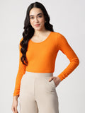 Orange Round Neck Top