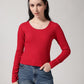 Red Ribbed T-Shirt